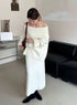 High Quality Knitted Off Shoulder Pullover With Long Skirts